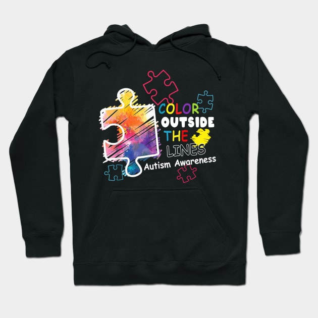 Autism Awareness T shirt Colour outside the line Hoodie by Lorelaimorris